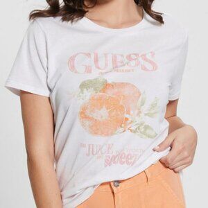 Guess | Eco Organic Cotton Blend White Fruit Graphic Print Easy Tee | Medium